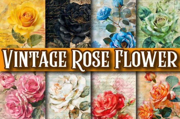 Download Vintage Rose Flower Digital Paper - Premium Resources